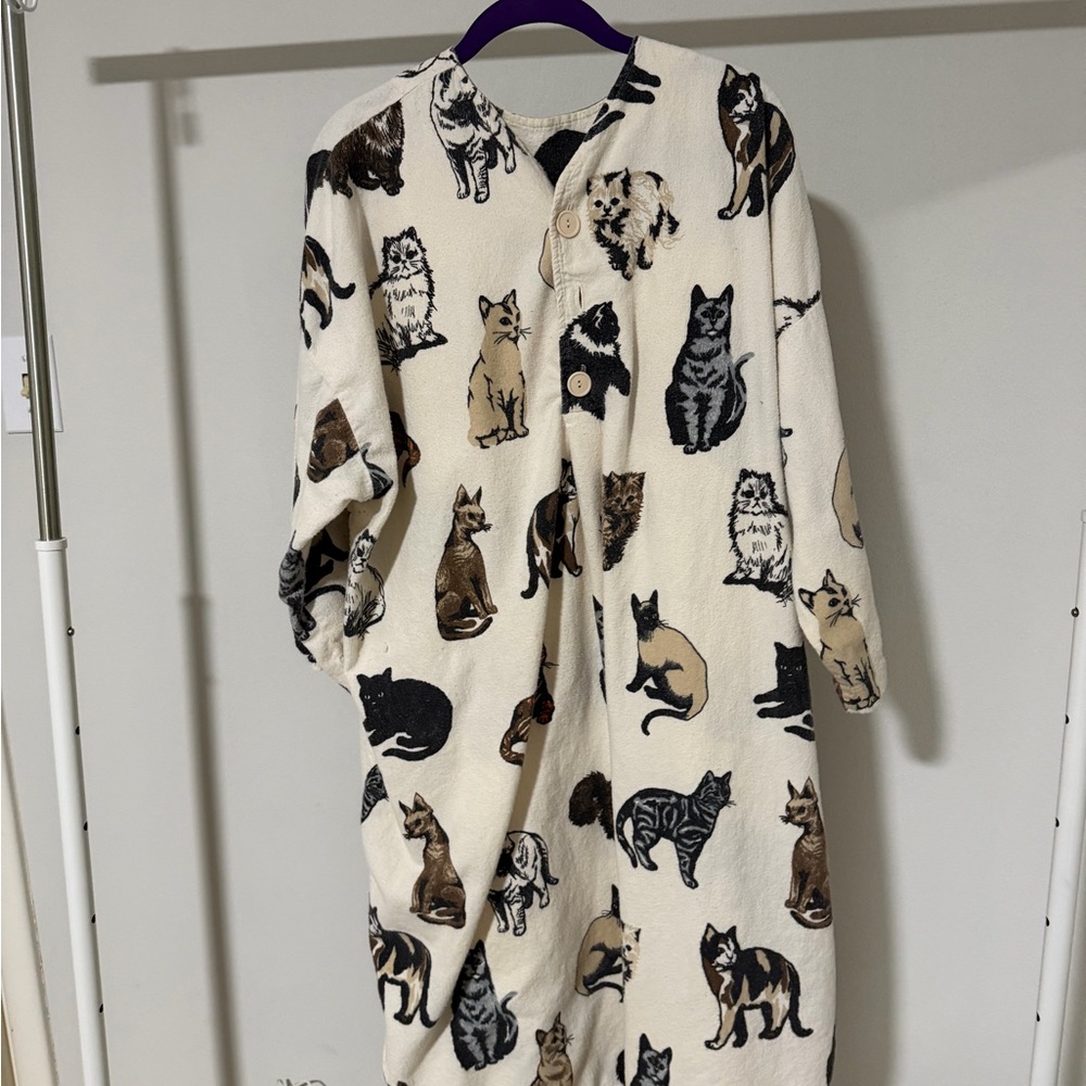 Michigan Rag Co. Vintage Sleep Shirt Cat Pattern Size L/XL